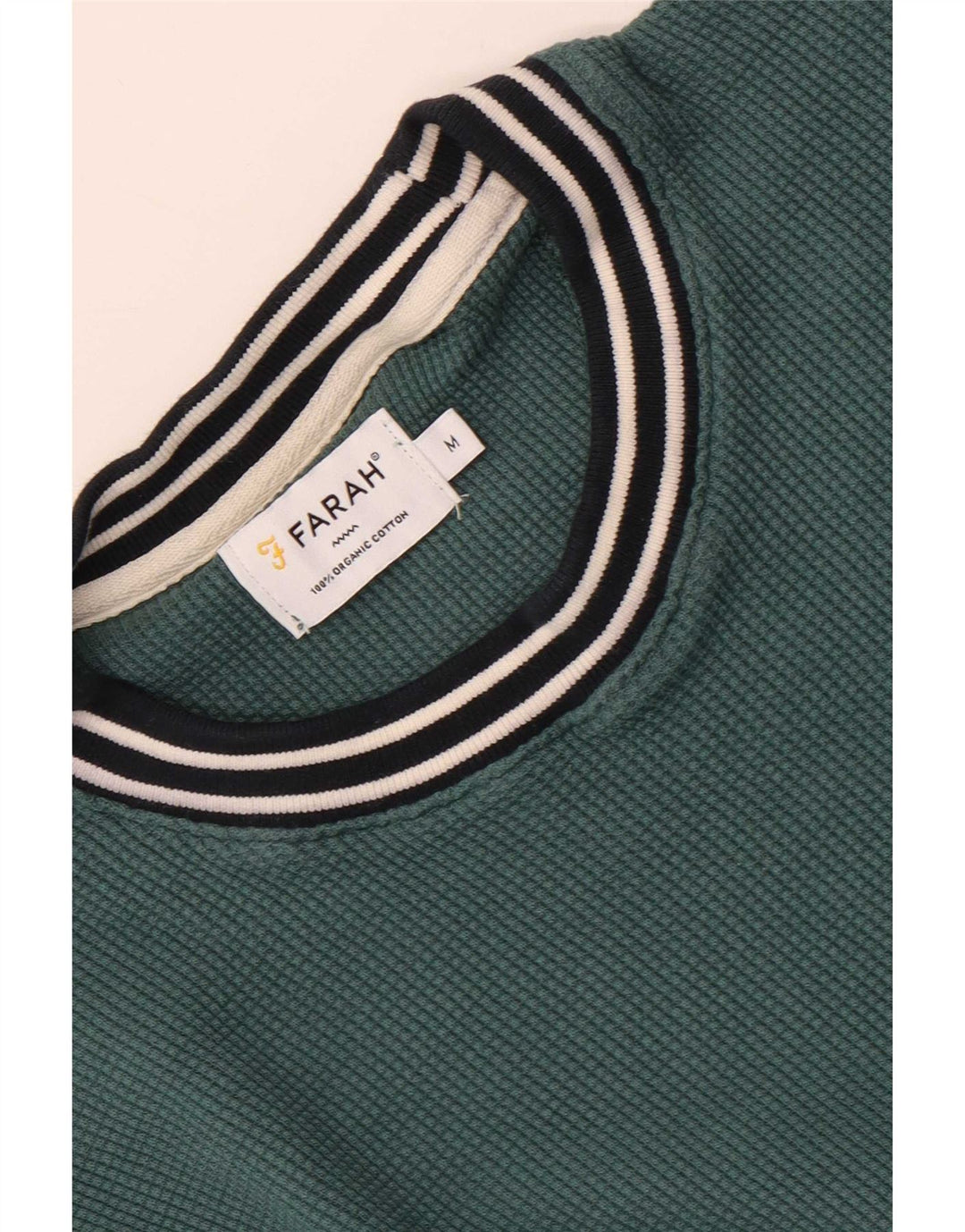 Farah Mens Sweatshirt Jumper Medium Green Striped Cotton