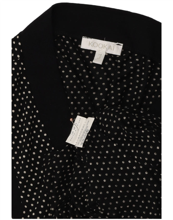 KOOKAI Womens Wrap Sleeveless Cardigan Top US 3 Small Black Polka Dot
