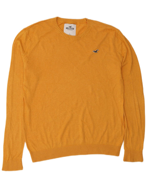 Hollister Mens Crew Neck Jumper Sweater Large Yellow Cotton