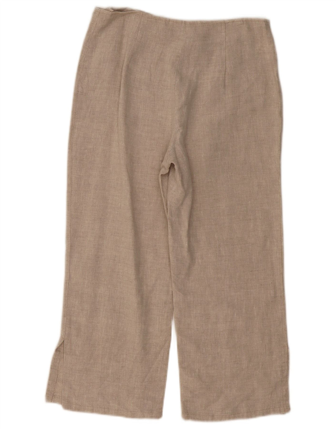 VINTAGE Womens Straight Capri Trousers UK 10 Small W30 L21 Beige Linen