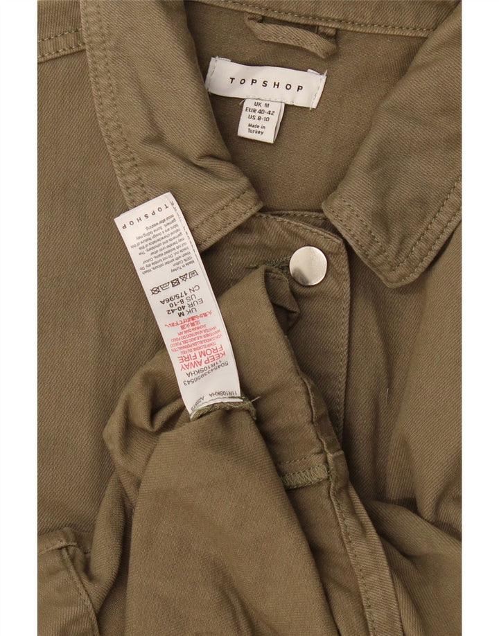 Topshop Womens Oversized Bomber Jacket UK 14 Medium Khaki Cotton