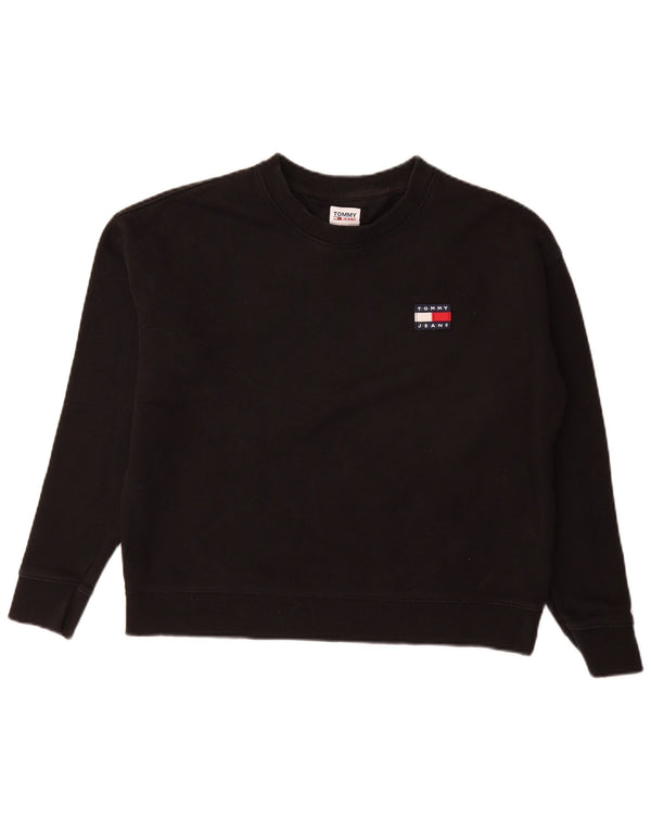 Tommy Hilfiger Womens Sweatshirt Jumper UK 16 Large Black Cotton