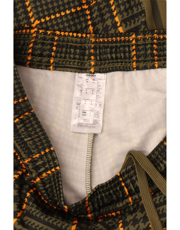 Adidas Mens Tracksuit Trousers Medium Green Houndstooth Polyester