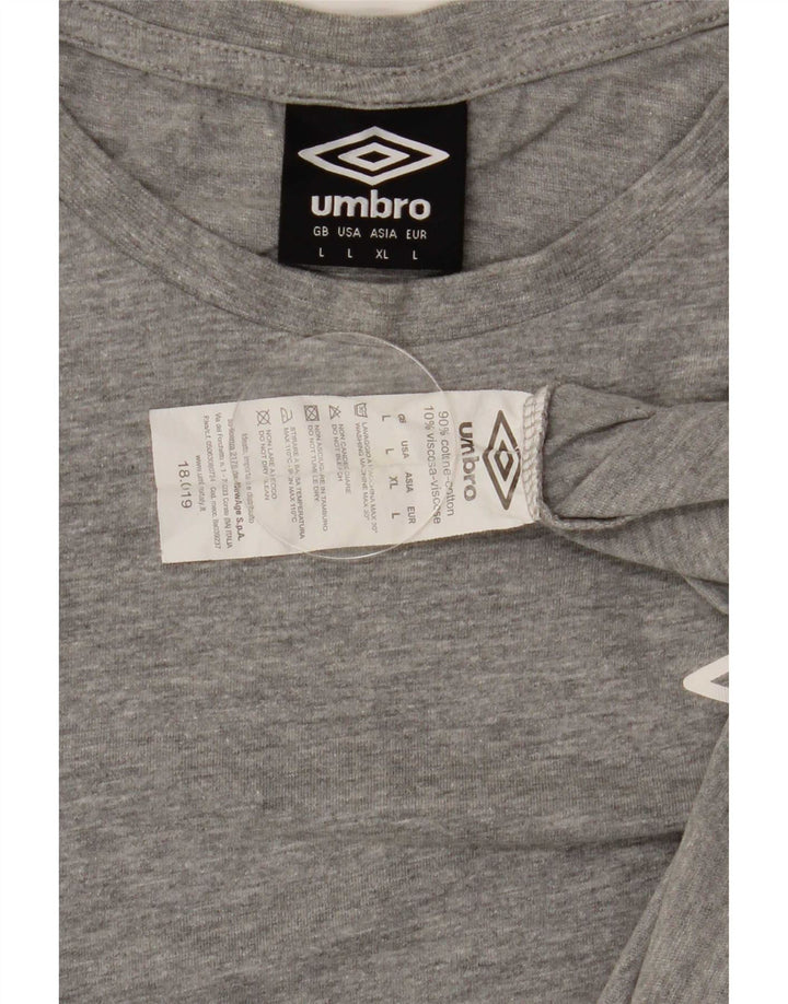 Umbro Mens T-Shirt Top Large Grey Cotton