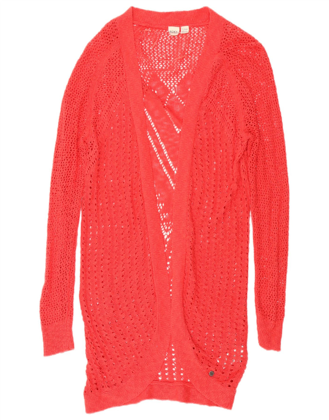 ROXY Womens Longline Crochet Cardigan Sweater UK 18 XL Red Cotton