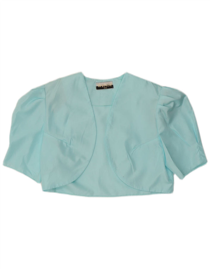 Vintage Womens Bolero Top UK 12 Medium Blue Polyester