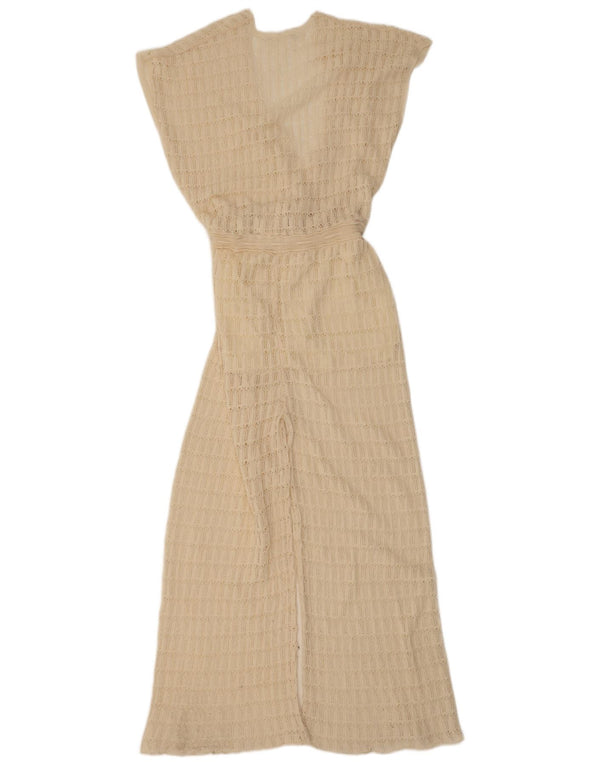 Vintage Womens Sleeveless Jumpsuit UK 12 Medium Beige