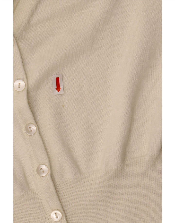 MONSOON Womens 3/4 Sleeve Cardigan Sweater UK 12 Medium White Cotton