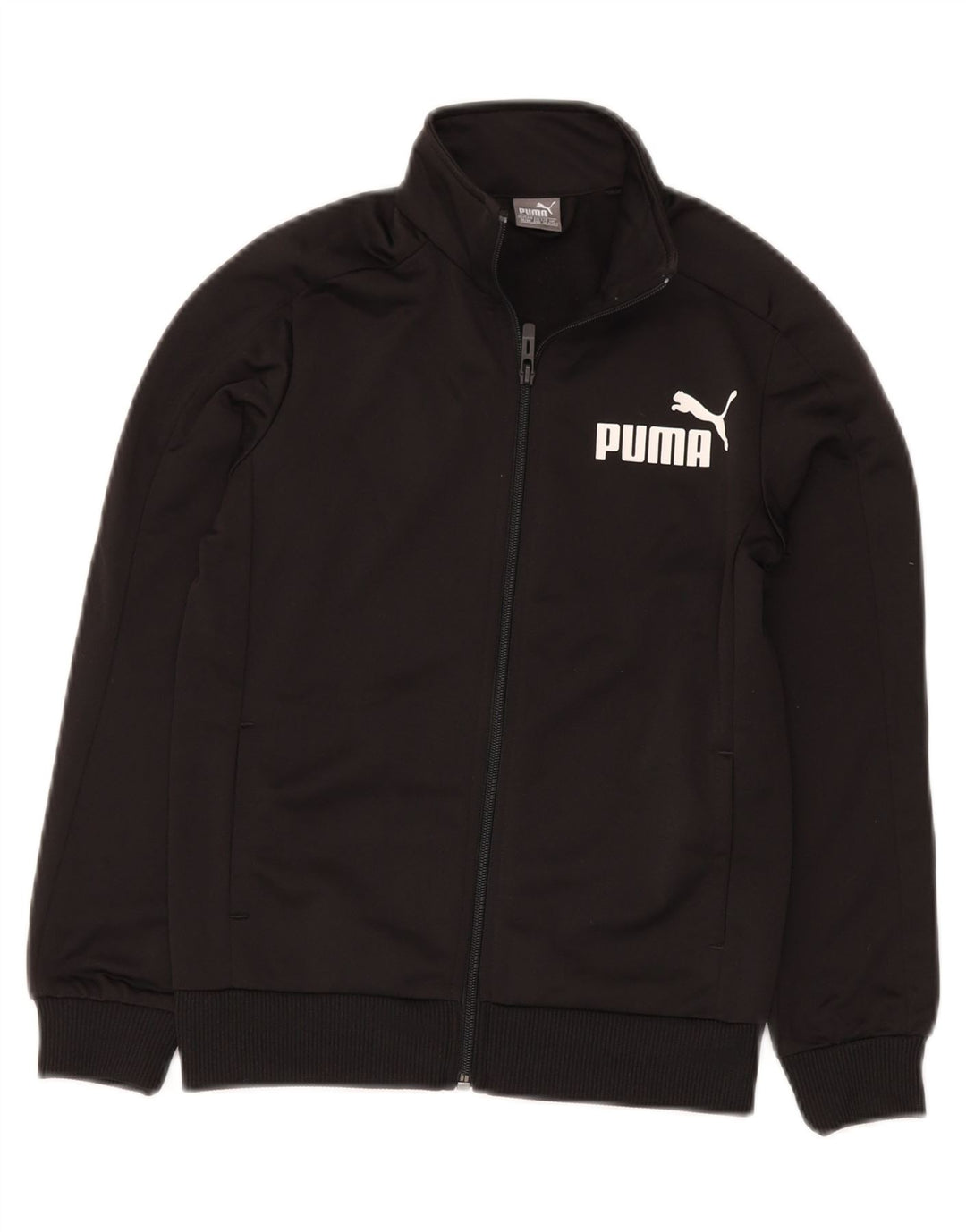 PUMA Boys Graphic Tracksuit Top Jacket 9-10 Years Medium Black Polyester