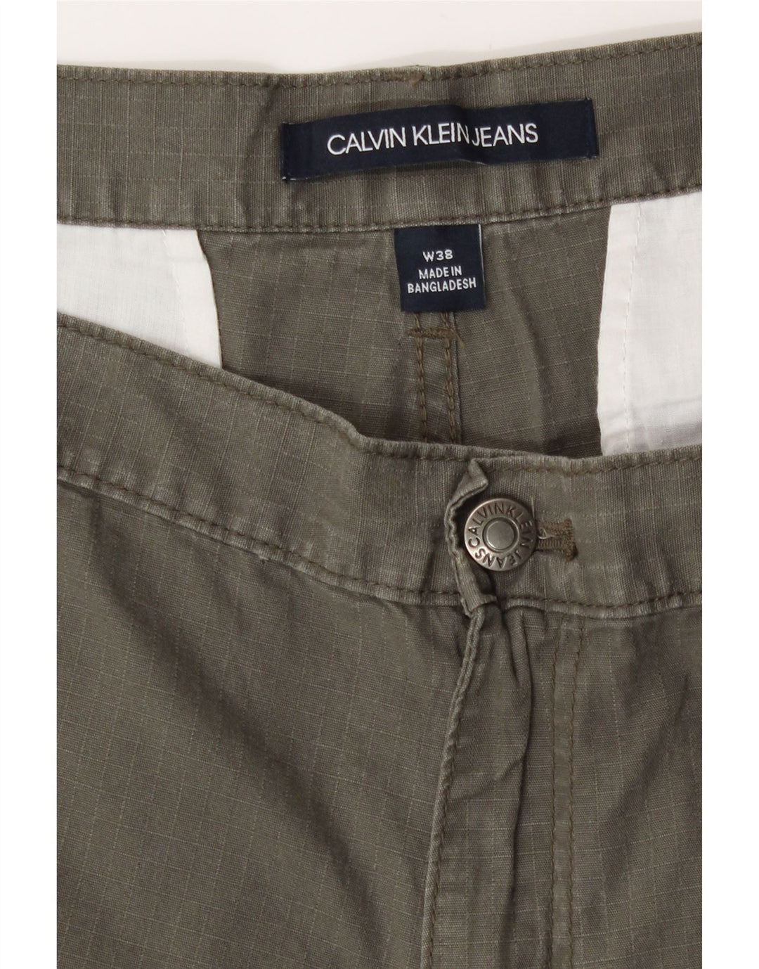 Calvin Klein Mens Cargo Shorts W38 XL Khaki Cotton