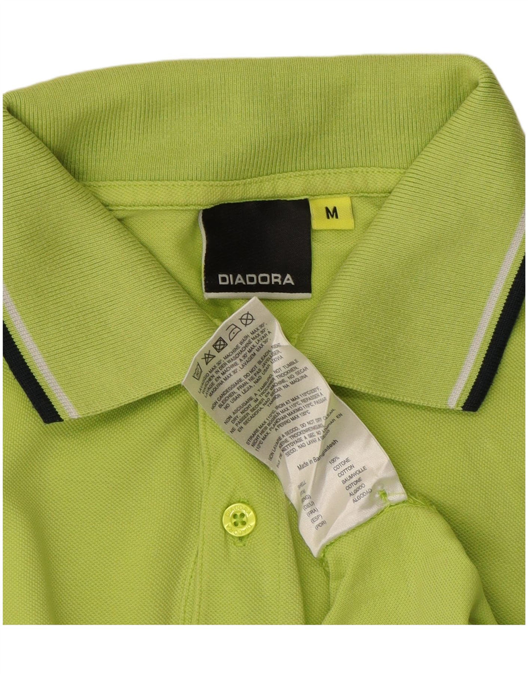 DIADORA Mens Polo Shirt Medium Green Cotton