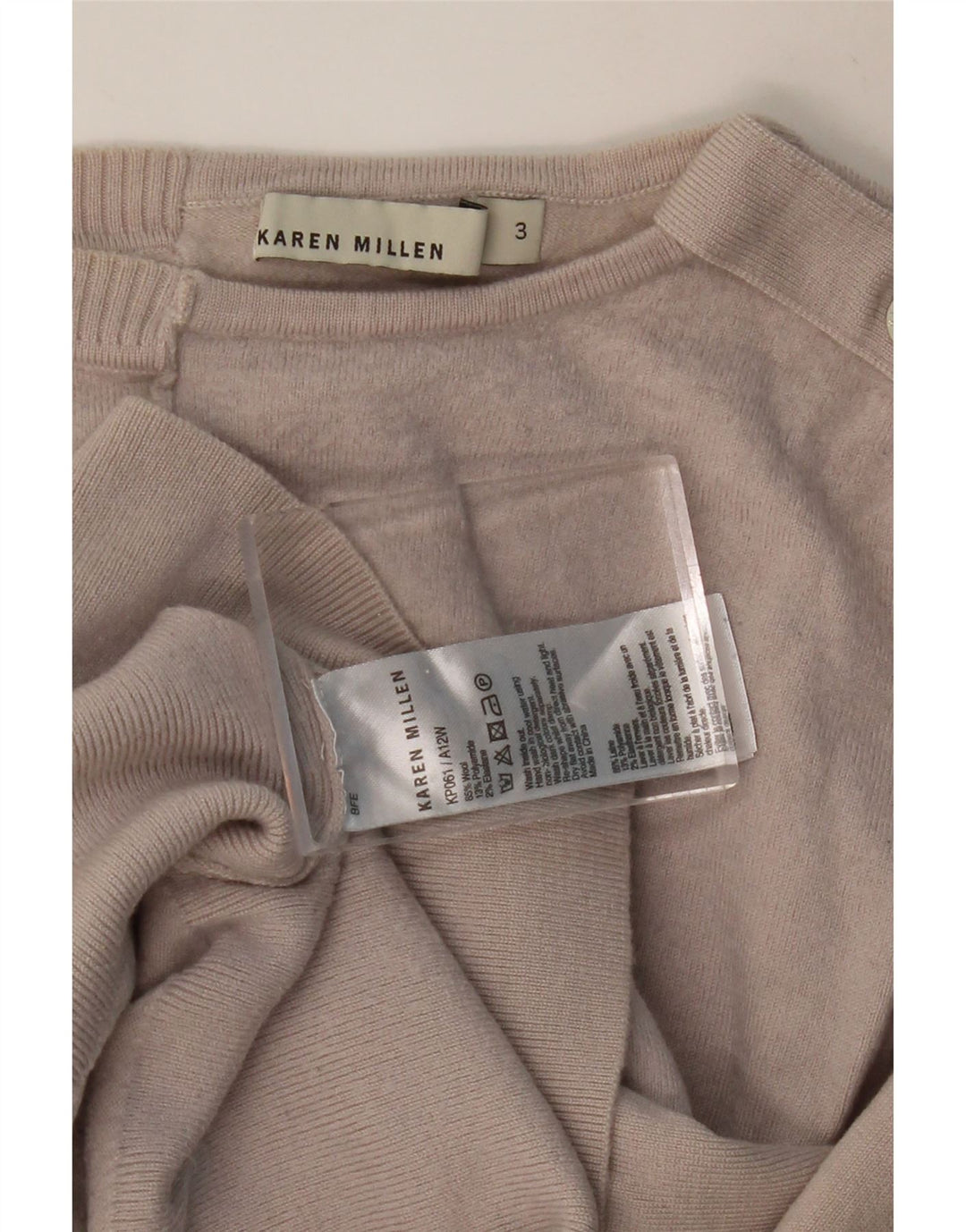 KAREN MILLEN Womens Crop 3/4 Sleeve Boat Neck Jumper Sweater UK 0 2XS Grey