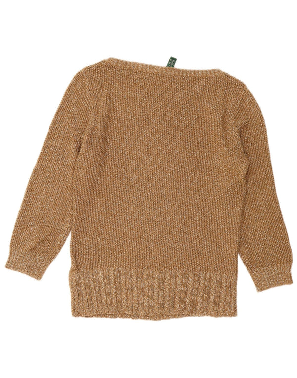 Ralph Lauren Womens Boat Neck Jumper Sweater UK 12 Medium Brown Flecked