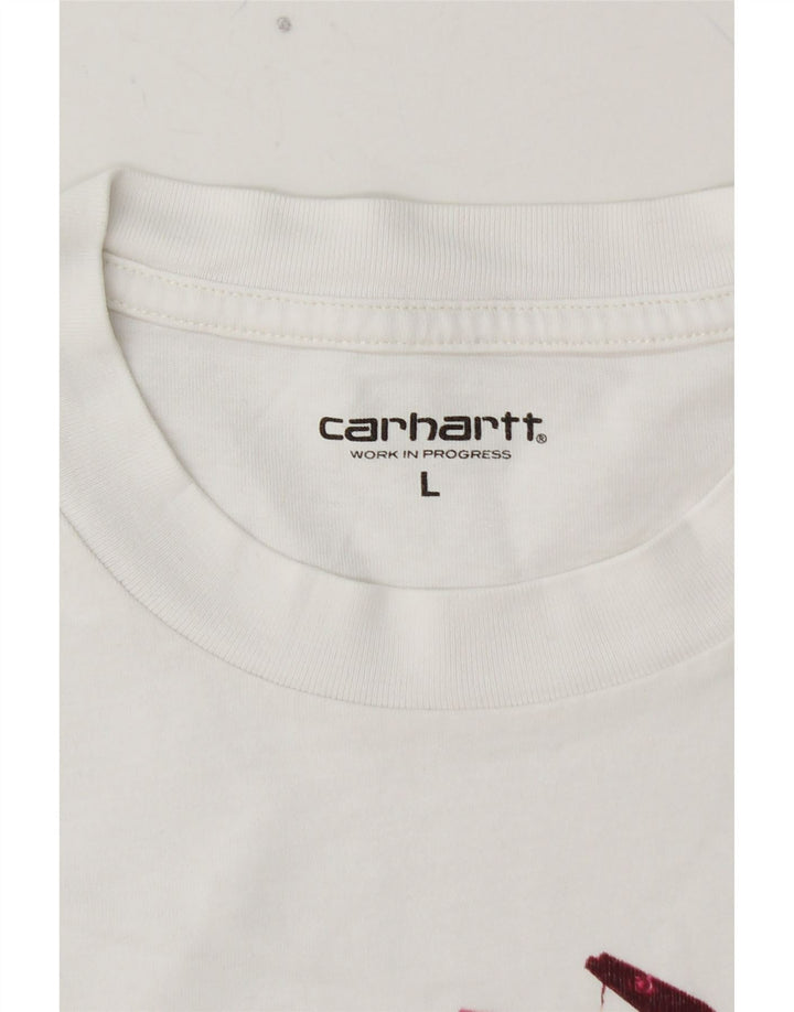 CARHARTT Mens Graphic T-Shirt Top Large White Cotton