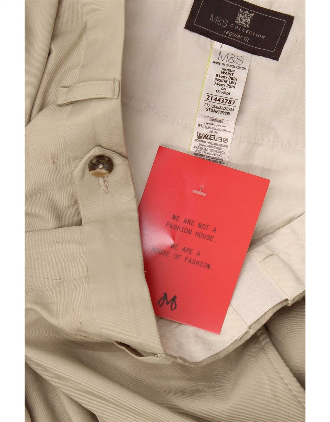 Marks & Spencer Mens Regular Fit Suit Trousers W36 L29 Beige Polyester