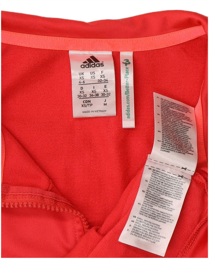 ADIDAS Womens Tracksuit Top Jacket UK 4/6 XS Red Polyester