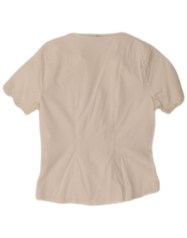 Naracamicee Womens Short Sleeve Shirt Blouse UK 10 Small White Cotton