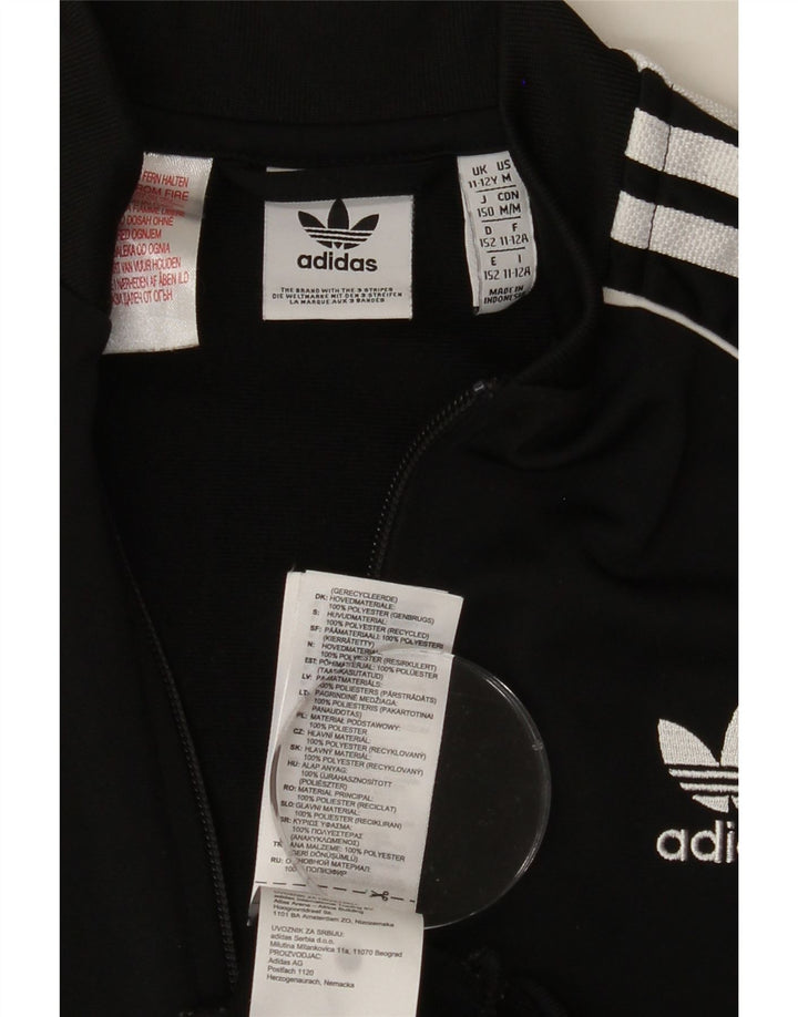 ADIDAS Boys Tracksuit Top Jacket 11-12 Years Black Polyester Vintage Adidas and Second-Hand Adidas from Messina Hembry 