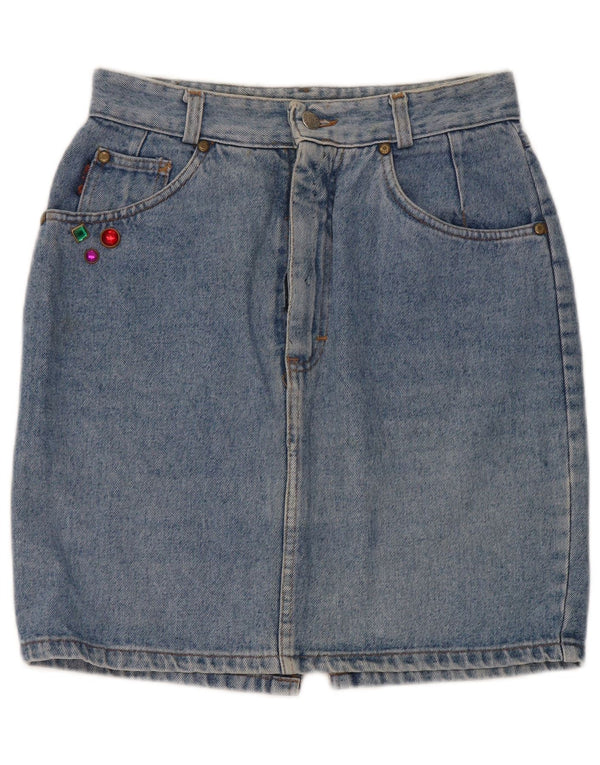 Mash Womens High Waist Denim Skirt IT 48 XL W34 Blue Cotton