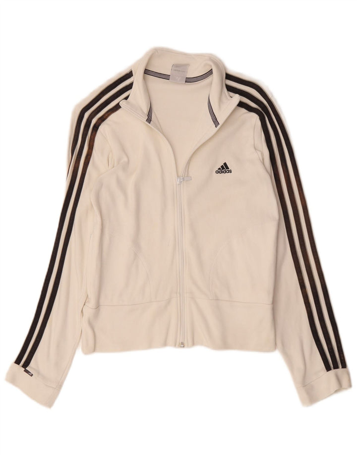 Adidas Womens Tracksuit Top Jacket UK 12 Medium White Cotton