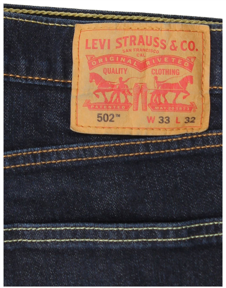 Levi's Mens 502 Tapered Jeans W33 L32 Navy Blue Cotton