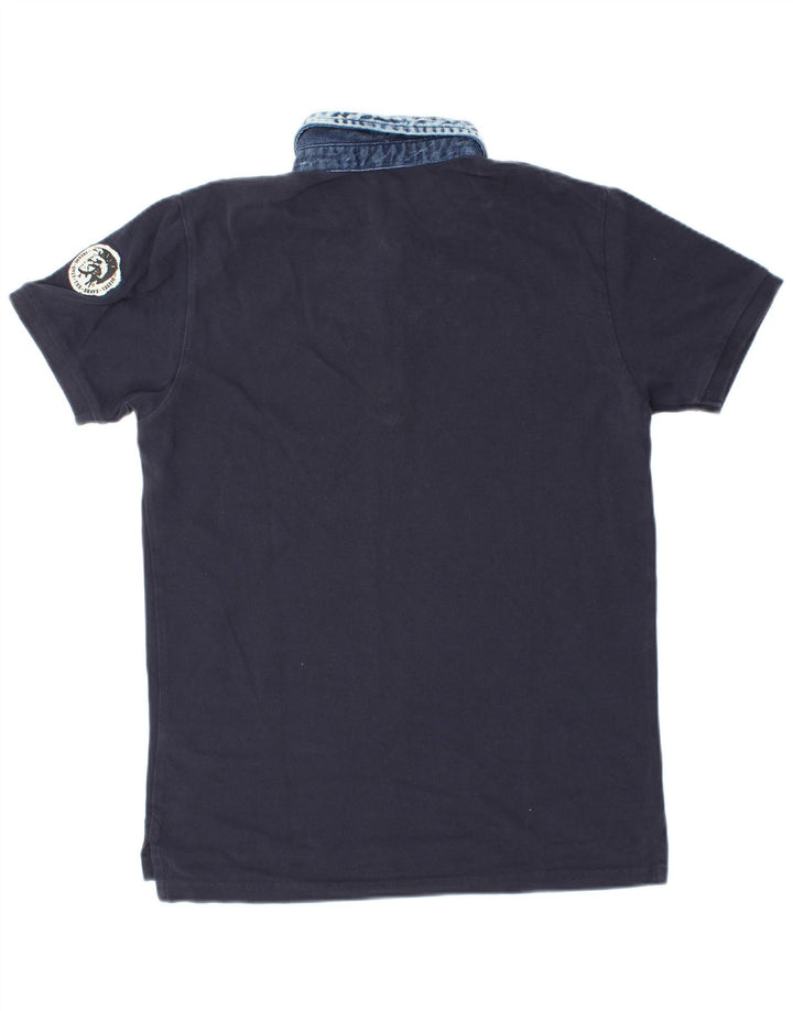 DIESEL Mens Polo Shirt Small Navy Blue Cotton
