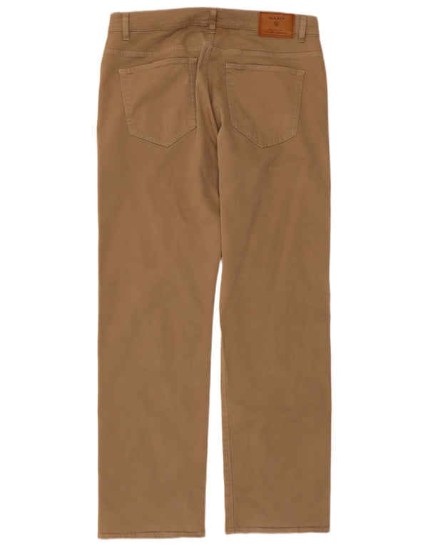 GANT Mens Jason Straight Regular Fit Casual Trousers W34 L32 Beige Cotton