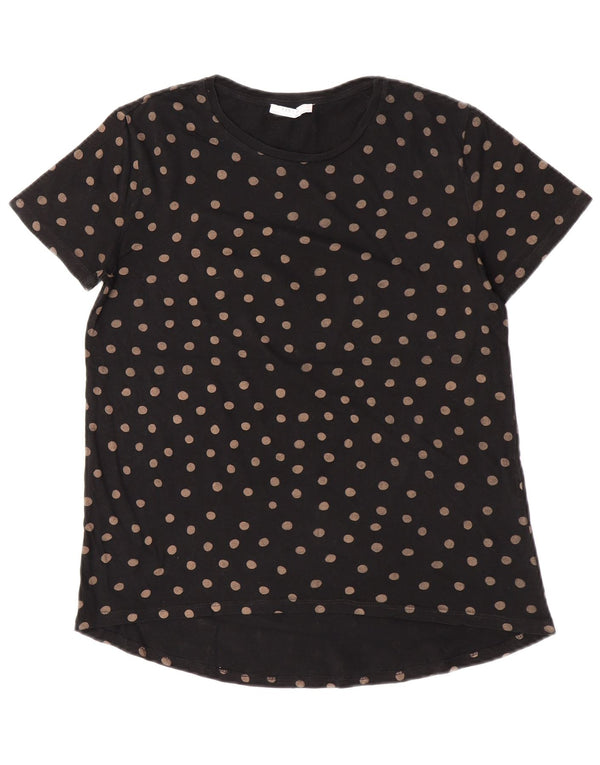 Zara Womens T-Shirt Top UK 10 Small Black Polka Dot