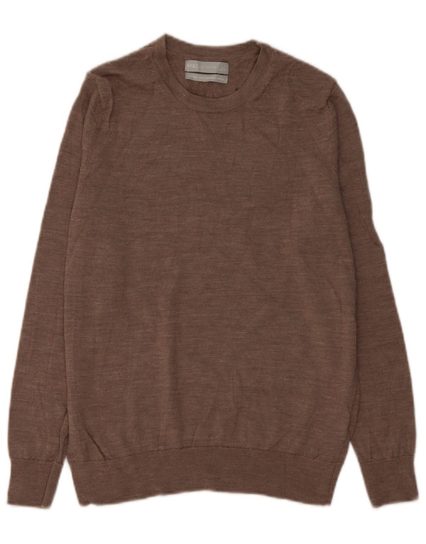 Marks & Spencer Womens Crew Neck Jumper Sweater UK 14 Medium Brown Flecked