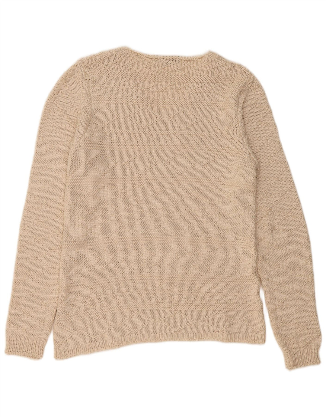 Zara Mens V-Neck Jumper Sweater XL Beige Acrylic