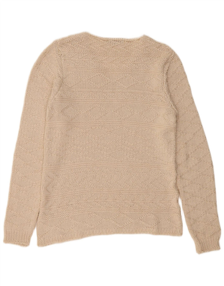 Zara Mens V-Neck Jumper Sweater XL Beige Acrylic