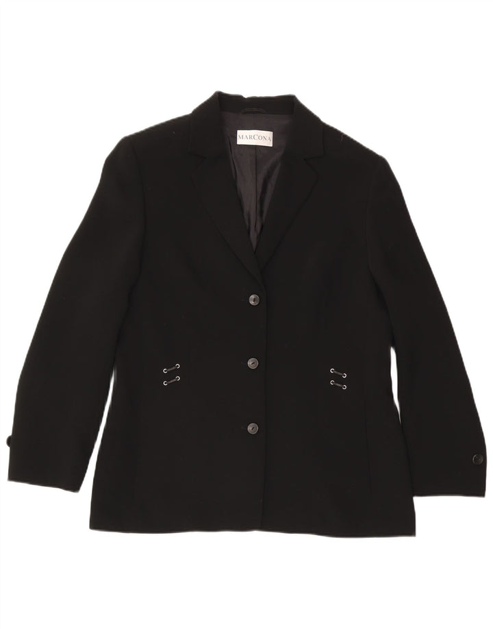 Marcona Womens 3 Button Blazer Jacket UK 16 Large Black Polyester