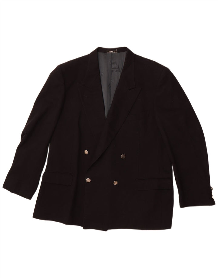 UNGARO Mens Double Breasted Blazer Jacket UK 40 Large Navy Blue