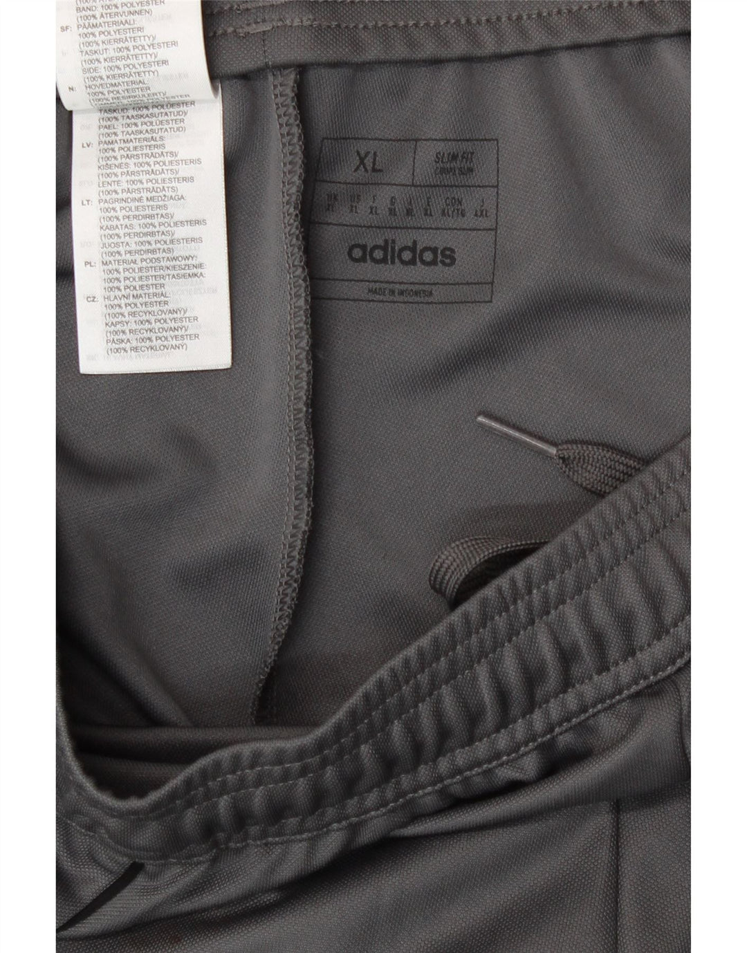 Adidas Mens Slim Fit Tracksuit Trousers XL  Grey Polyester
