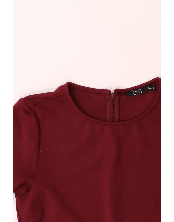 OVS Womens Drop Waist Dress UK 10 Small Maroon Polyester Vintage OVS and Second-Hand OVS from Messina Hembry 