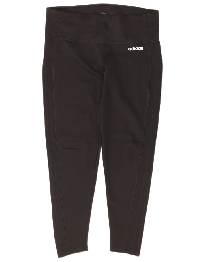 ADIDAS Womens Climalite Crop Leggings UK 16/18 Large  Black Polyester