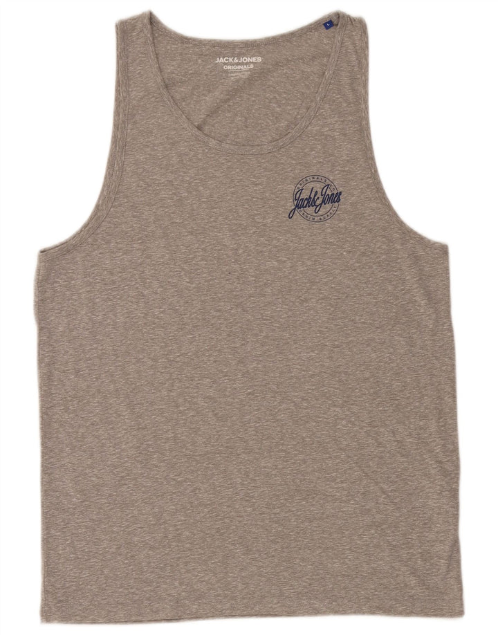 Jack & Jones Mens T-Shirt Top Large Grey Flecked Polyester