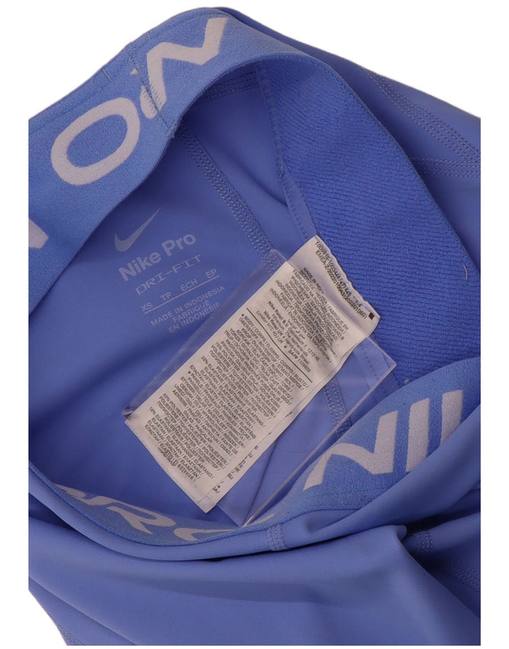 NIKE Womens Dri Fit Graphic Leggings UK 6 XS  Blue Polyester