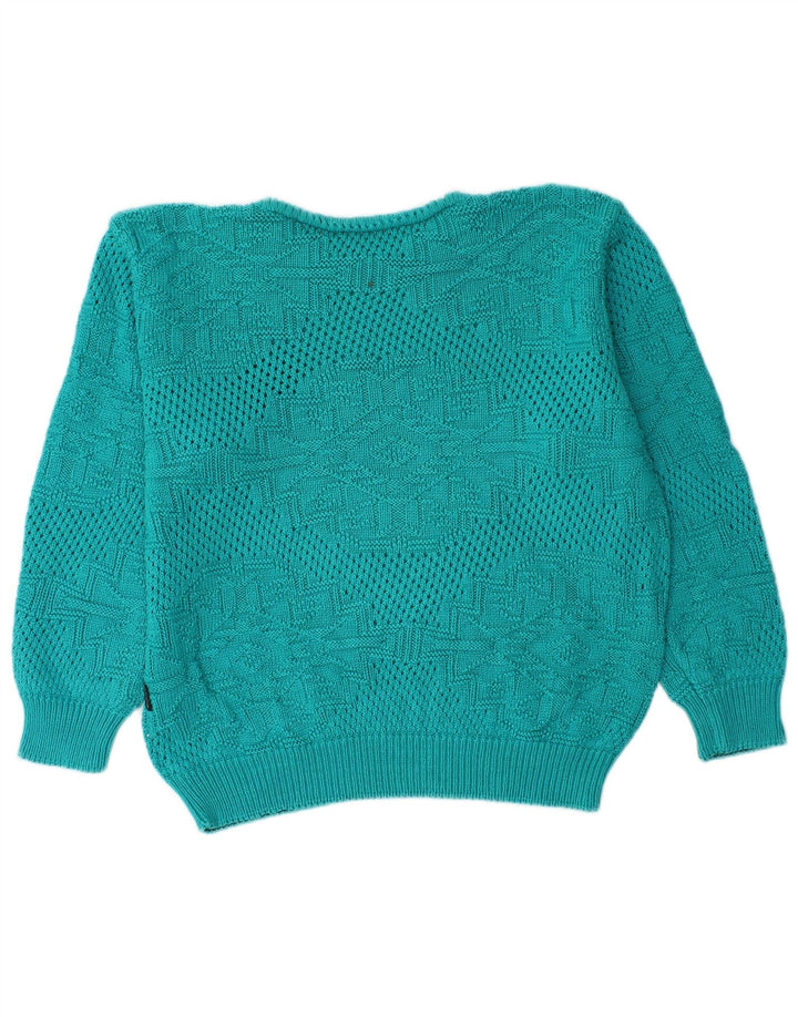 ALMIRA Womens Crew Neck Jumper Sweater IT 44 Medium Turquoise Cotton
