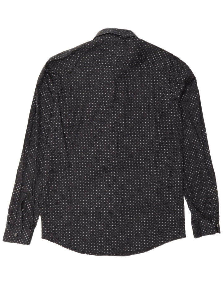 DKNY Mens Slim Fit Shirt Medium Black Spotted