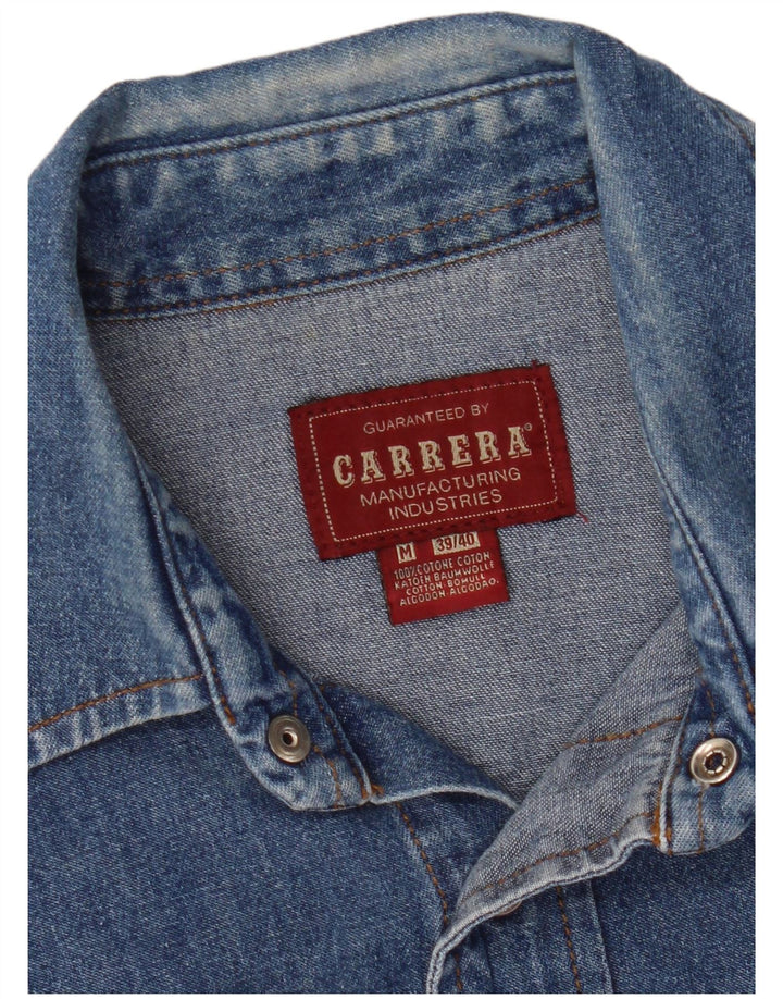Carrera Mens Denim Shirt Size 39/40 Medium Blue Cotton