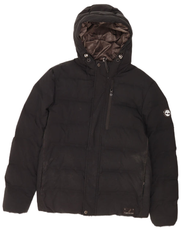 Timberland Mens Hooded Padded Jacket UK 38 Medium Black Polyester