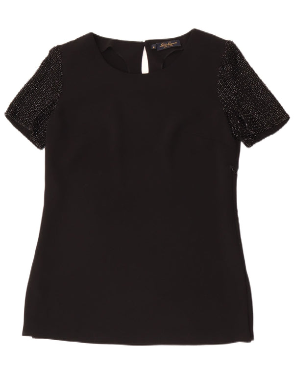 Luisa Spagnoli Womens Blouse Top UK 10 Small Black Polyester