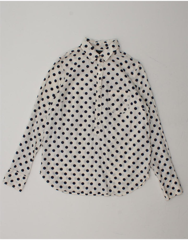 J. CREW Womens Pullover Shirt US 4 Small White Polka Dot Cotton Vintage J. Crew and Second-Hand J. Crew from Messina Hembry 