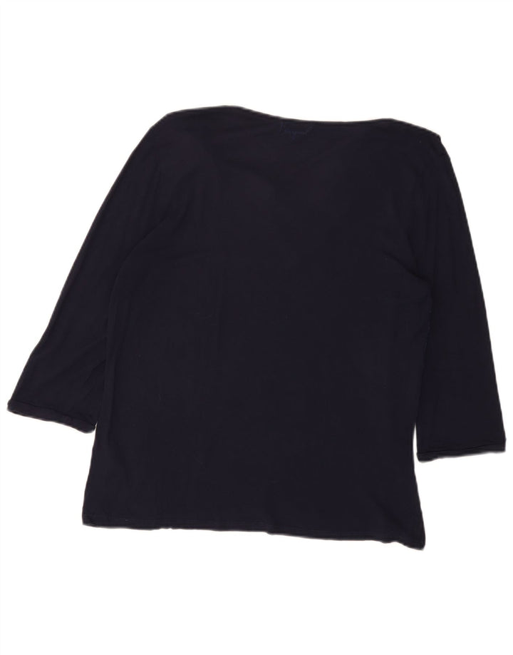 DESIGUAL Womens Graphic Top 3/4 Sleeve UK 20 2XL Navy Blue Floral Viscose