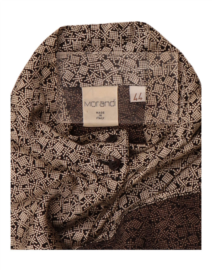 VINTAGE Womens Shirt Blouse IT 44 Medium Grey Geometric Viscose Vintage Vintage and Second-Hand Vintage from Messina Hembry 