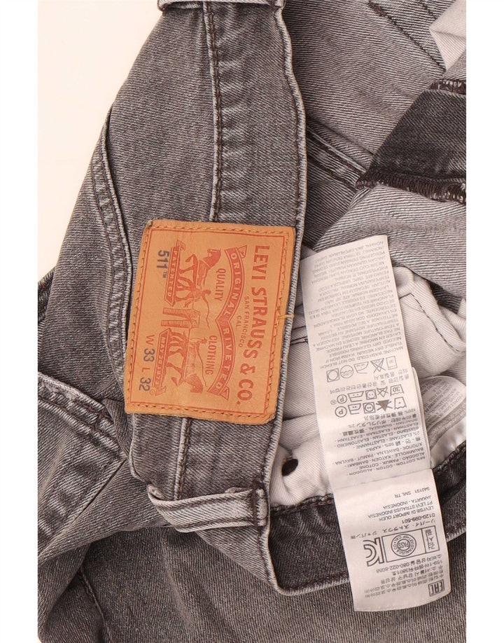 Levi's Mens 511 Slim Jeans W33 L32 Grey Cotton