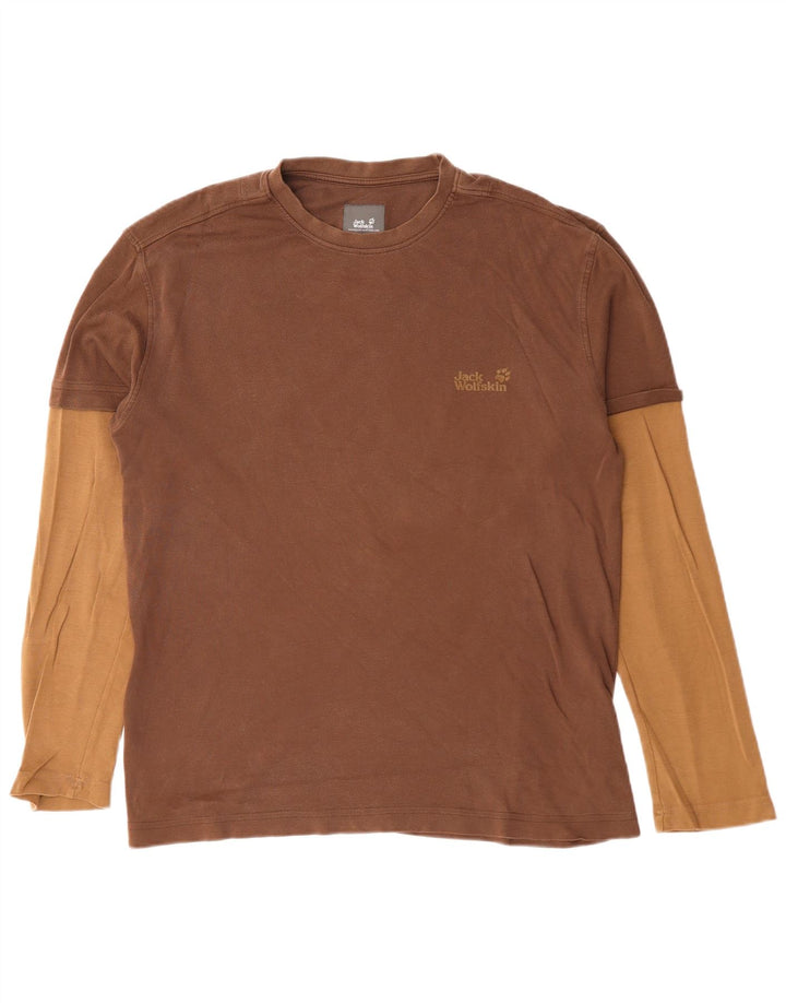 JACK WOLFSKIN Mens Graphic Top Long Sleeve UK 40/42 Large Brown
