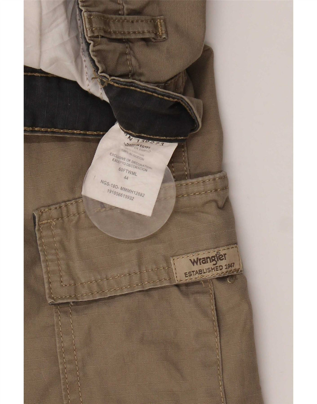 Wrangler Mens Cargo Shorts W44 2XL Brown Cotton