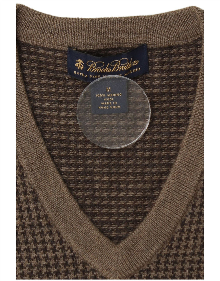 Brooks Brothers Mens Vest Tank Top Medium Brown Houndstooth Merino Wool